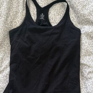 Women's Black Ribbed Built in bra Tank Top